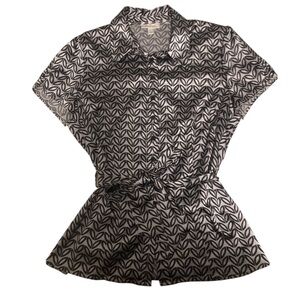 Black and White Leaf Print Blouse